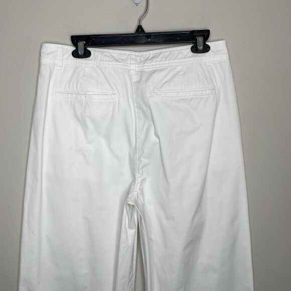 J.CREW Pleated Pants Women 10 Button Front Wide Leg Chino Cotton White BZ697 - Picture 6 of 13